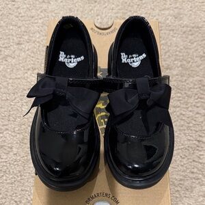 Dr. Martens Kids Black Patent Bow Mary Janes